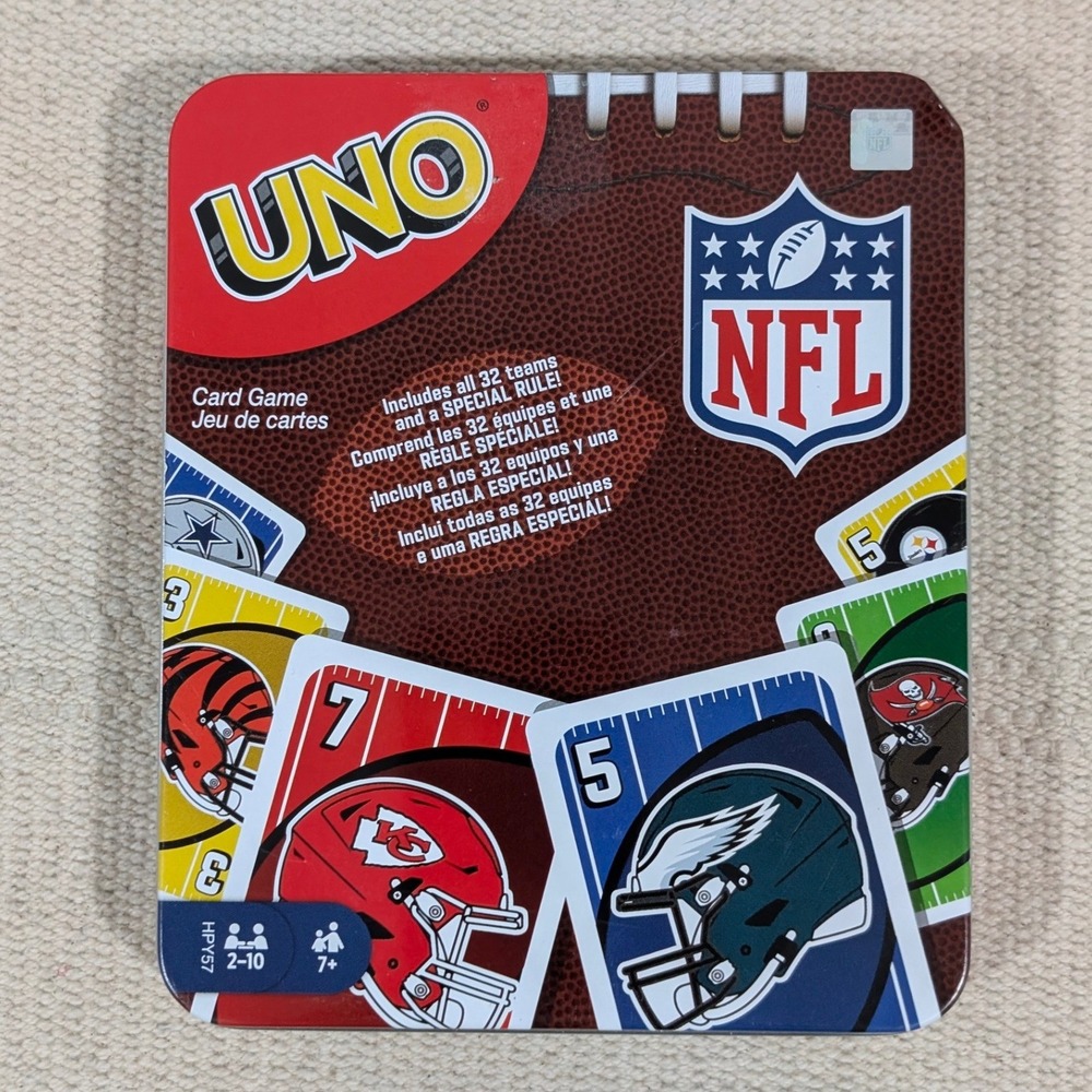 Mattel NFL UNO Card Game Collectible Tin All 32 Teams HPY57
